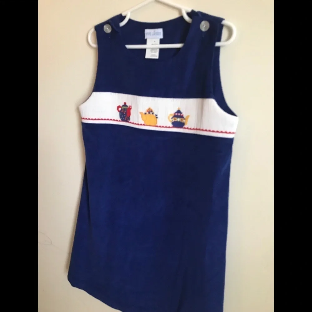 Vintage VIVE LA FETE Hand Smocked Cotton Dress 6X